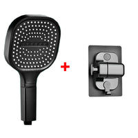 Pommeau de Douche Carré 13 cm, 3 Modes, Noir, Gris ou Argenté