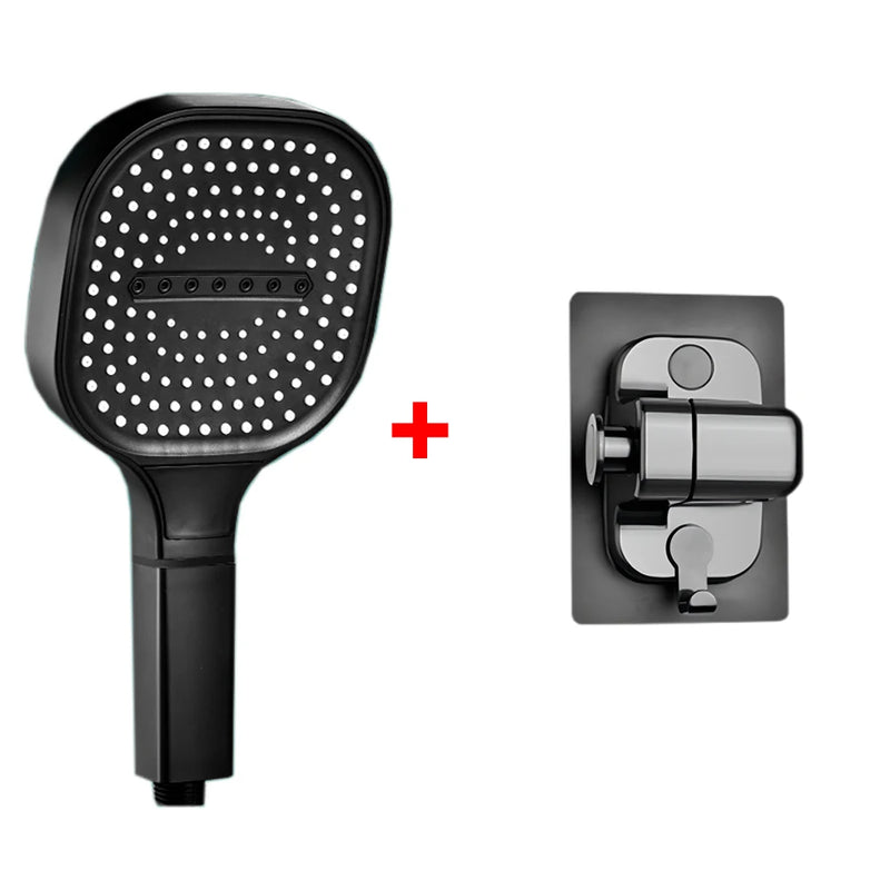 Pommeau de Douche Carré 13 cm, 3 Modes, Noir, Gris ou Argenté