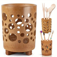 Porte-Brosse à Dents Bambou Ajouré à Séchage Rapide, 3 Motifs