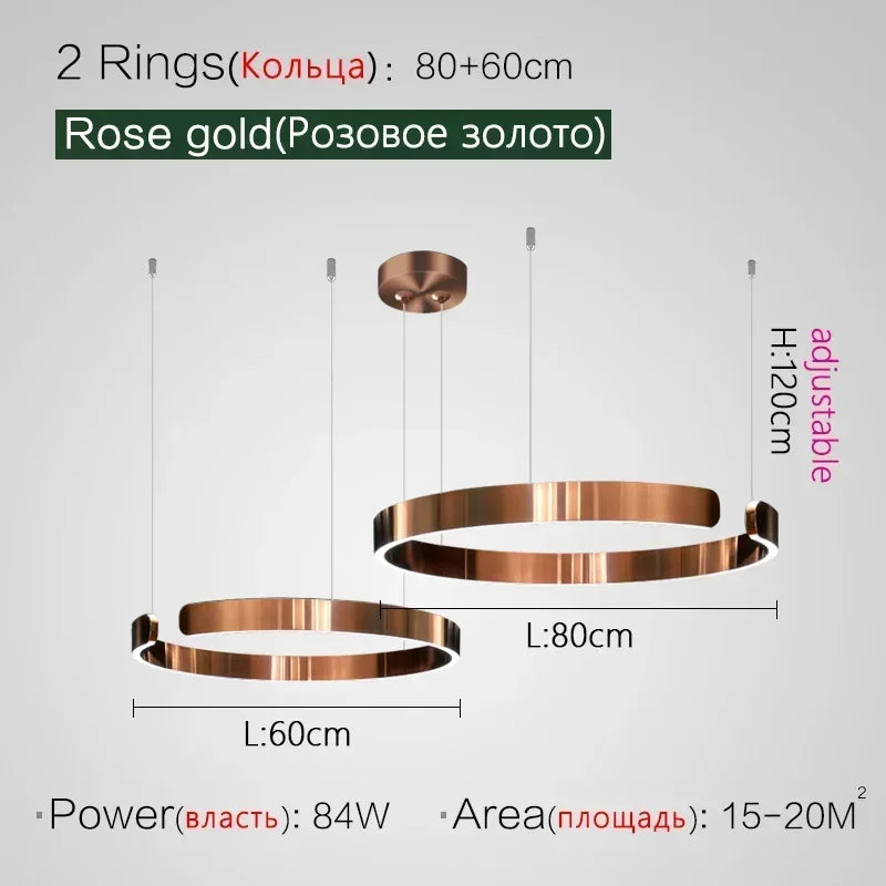 Suspension Cuisine LED Anneaux Ouverts, Ø 40 à 80 cm