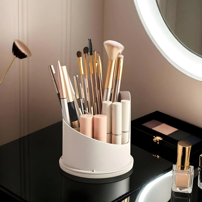Porte-Brosse à Dents Rotatif 3 Compartiments avec Cloche Anti-Poussière