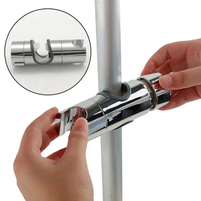 Support Douchette à Pince Coulissante en ABS Chromé pour Barre de Douche