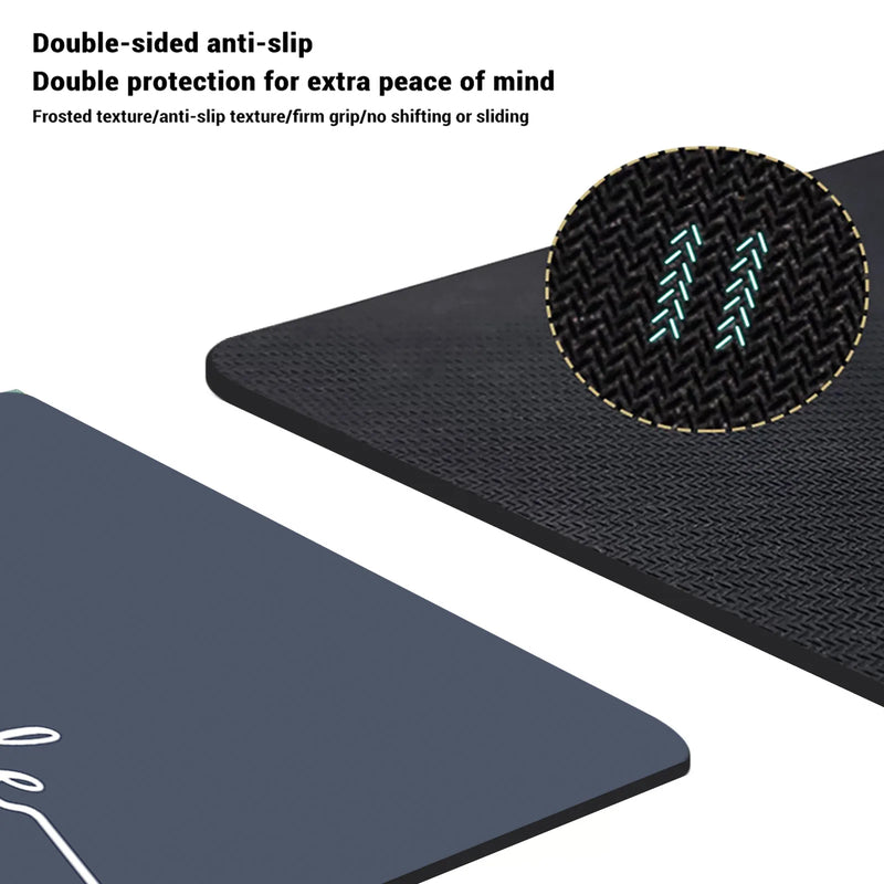 Tapis de Cuisine Antidérapant Absorbant, 4 Motifs, Gris ou Bleu Ardoise