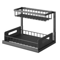 Rangement Sous Évier Coulissant 2 Niveaux Blanc ou Noir, Organisateur d'Armoire