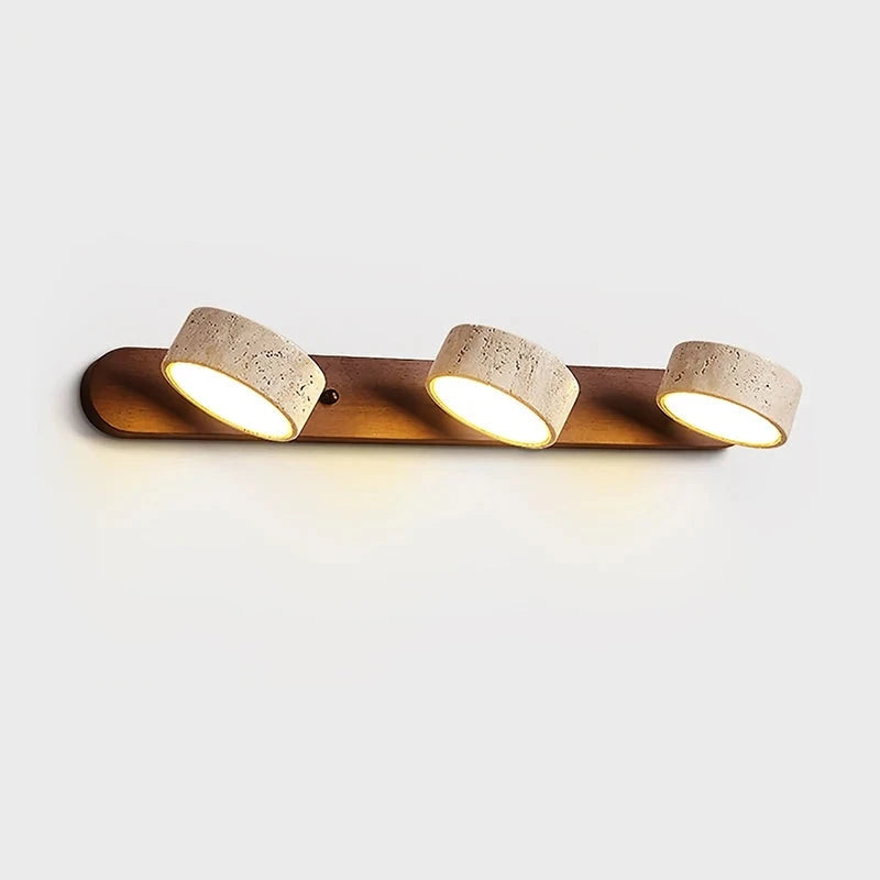Applique Salle de Bain LED Travertin et Bois Orientable 32 à 70 cm