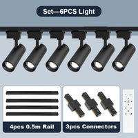 Spot LED sur Rail Dimmable, Kit 3 à 8 Spots 20 W avec Télécommande