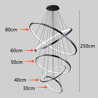 Suspension Cuisine LED à 5, 6 ou 7 Anneaux, Double Hauteur et Escalier