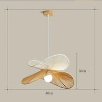 Suspension Cuisine Rotin Tressé Pétale, Brun ou Blanc, 40 à 100 cm