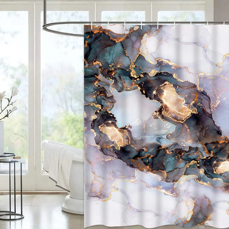 Rideau de Douche Effet Marbre en Tissu, 18 Motifs, 90 à 300 cm