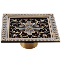 Bonde de Douche Carrée Laiton Vieilli Motifs Ciselés 12 cm