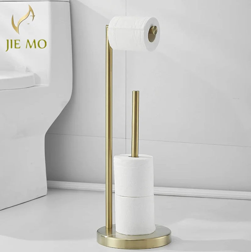 Porte-Papier Toilette sur Pied Inox 304 avec Réserve ou Brosse WC