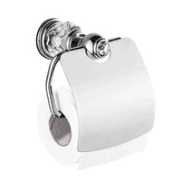 Porte-Papier Toilette Mural Laiton et Cristal avec Couvercle, Doré ou Chromé