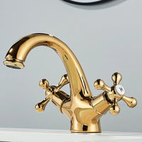 Robinet Lavabo Rétro Double Poignée Laiton