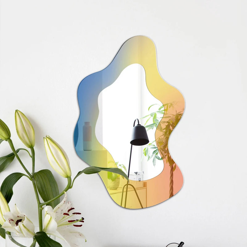 Miroir Mural Irisé en Acrylique, Forme Organique, 3 Tailles