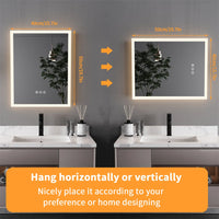 Miroir LED Salle de Bain Rectangulaire Aluminium 40x50 cm