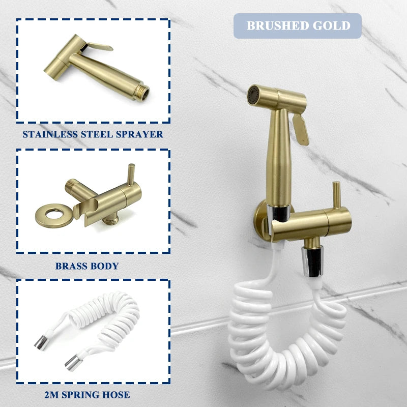 Douchette WC Murale Seule ou en Kit avec Robinet d'Angle, 4 Finitions