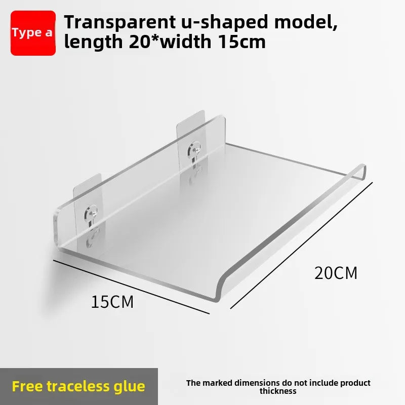 Étagère Salle de Bain Murale en Acrylique Transparente, Sans Perçage