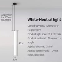 Suspension Cuisine Cylindrique Blanche LED 40 cm