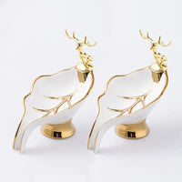 Porte-Savon Céramique Feuille Décor Cerf Doré