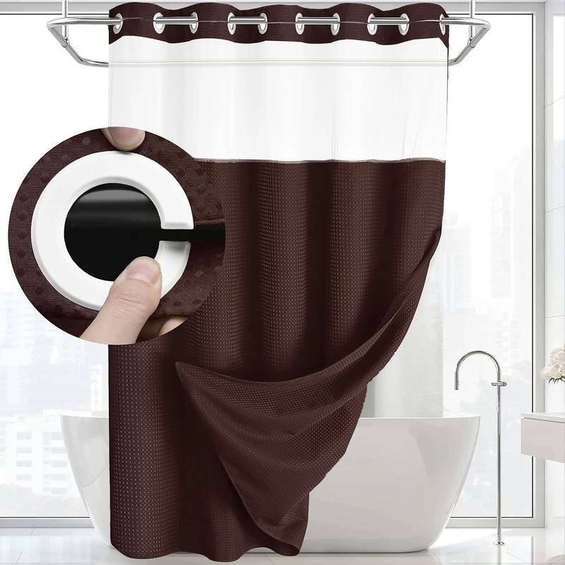Rideau de Douche Sans Crochets avec Doublure Clipsable, 8 Coloris