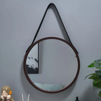 Miroir Mural Rond Bois Sans Perçage Bordure Épaisse