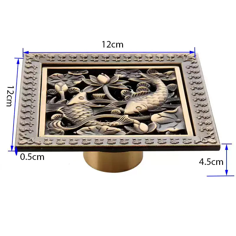 Bonde de Douche Carrée Laiton Multi Finitions 10 à 30 cm