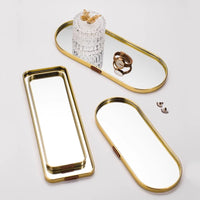 Plateau Miroir Doré Ovale ou Rectangulaire de 30 à 35 cm