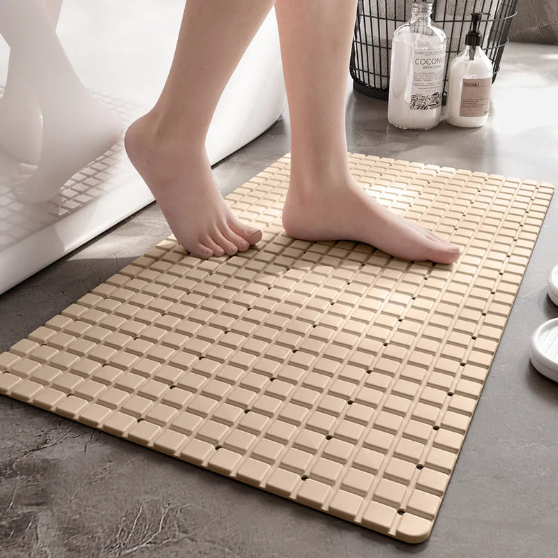 Tapis de Douche Antidérapant en PVC Drainant, Quadrillé 71 x 40 cm