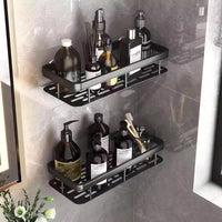 Étagère de Douche d'Angle Aluminium Noir