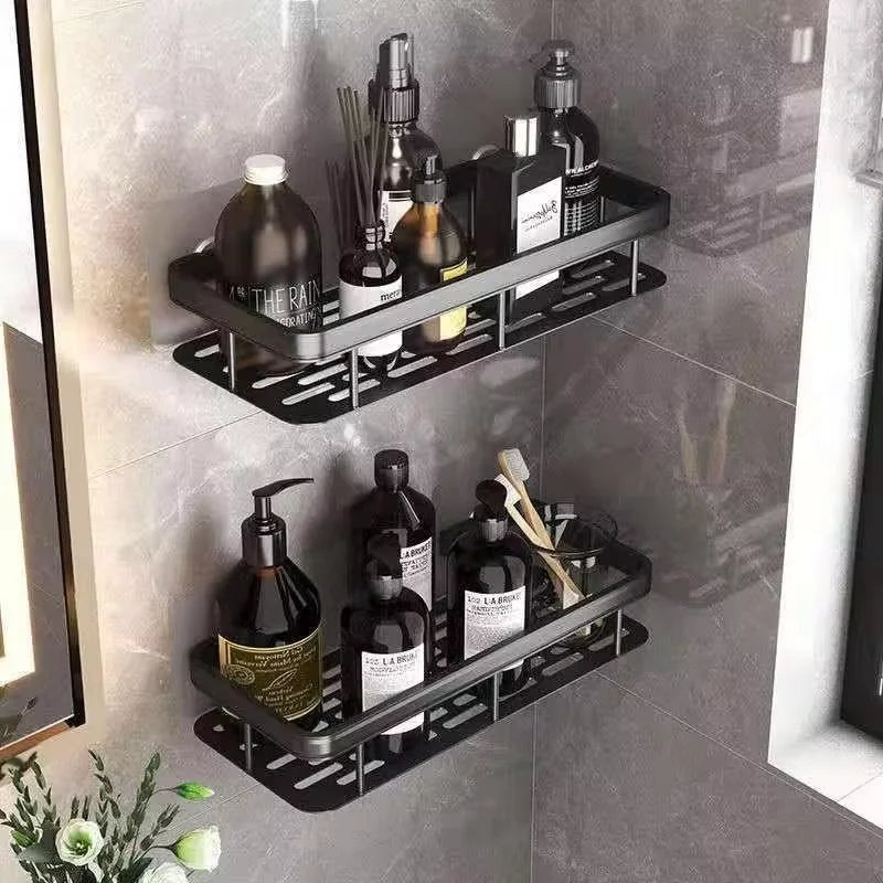 Étagère de Douche d'Angle Aluminium Noir