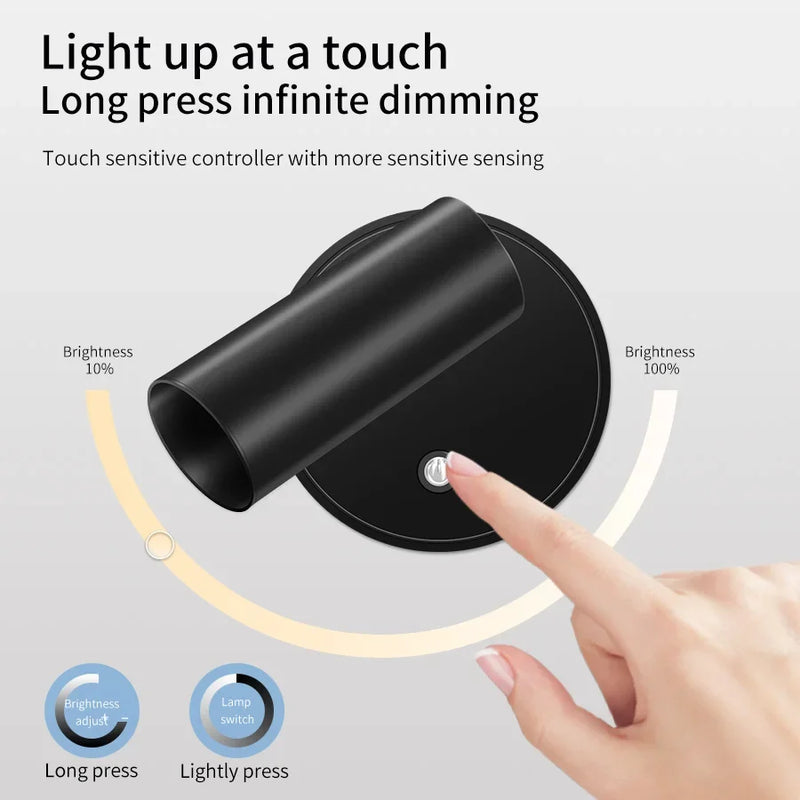 Applique Murale Sans Fil Rechargeable USB-C, Magnétique, Noire, Blanche ou Dorée