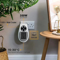 Radiateur Salle de Bain Soufflant Mural Enfichable, Mini Chauffage Blanc