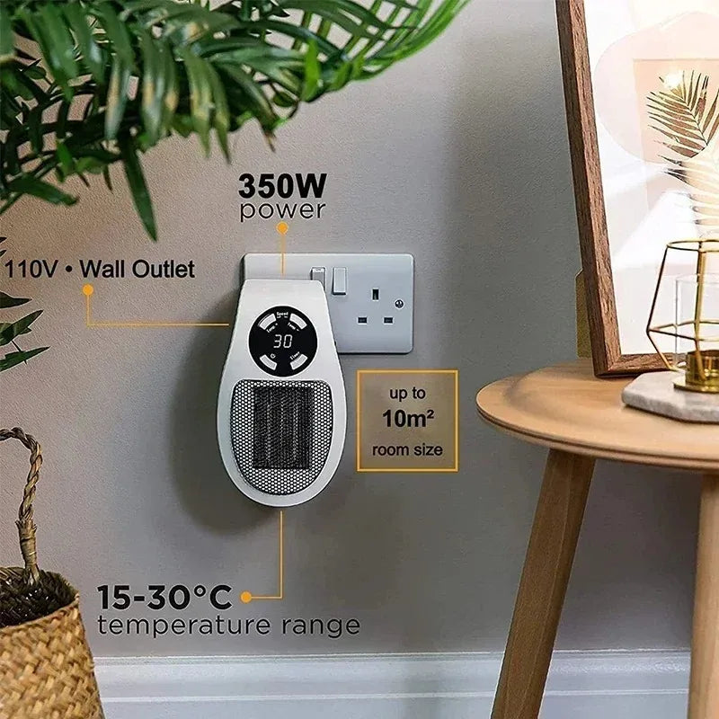 Radiateur Salle de Bain Soufflant Mural Enfichable, Mini Chauffage Blanc