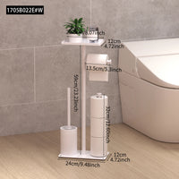 Porte-Papier Toilette sur Pied avec Réserve de Rouleaux, Noir ou Blanc