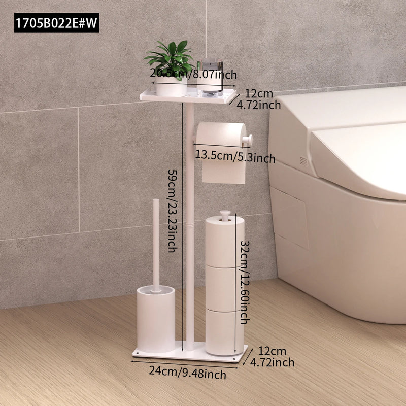Porte-Papier Toilette sur Pied avec Réserve de Rouleaux, Noir ou Blanc