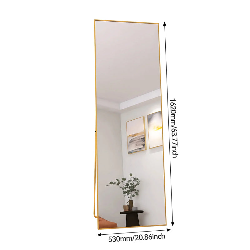 Miroir sur Pied XXL Noir ou Doré Verre Trempé