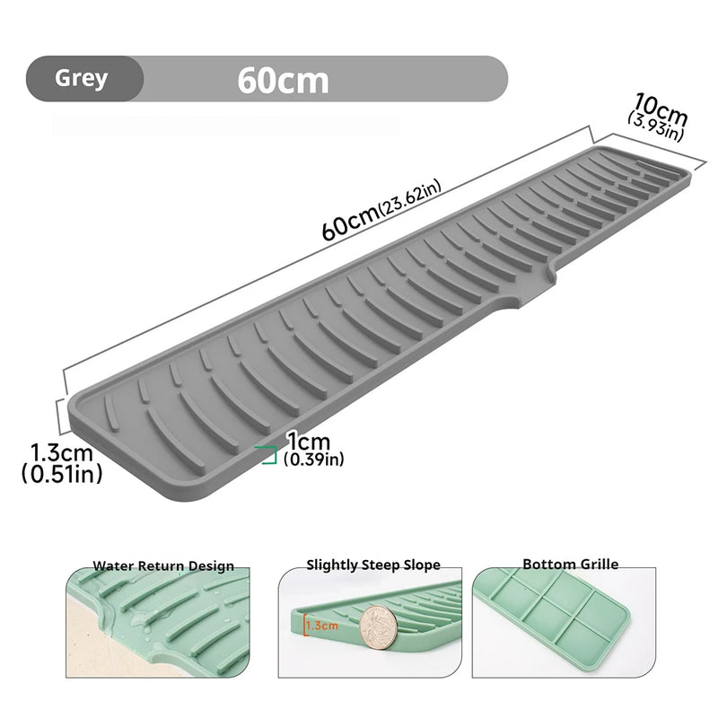 Tapis Égouttoir Silicone pour Évier à Pente Douce, 42 ou 60 cm