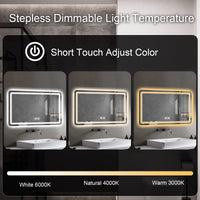 Miroir LED Salle de Bain Rectangulaire Anti-Buée 60x90 cm