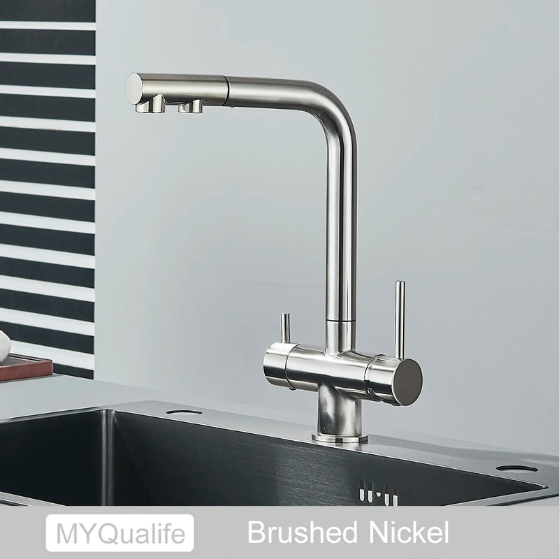 Mitigeur de Cuisine Filtrant Laiton Double Poignée Extractible