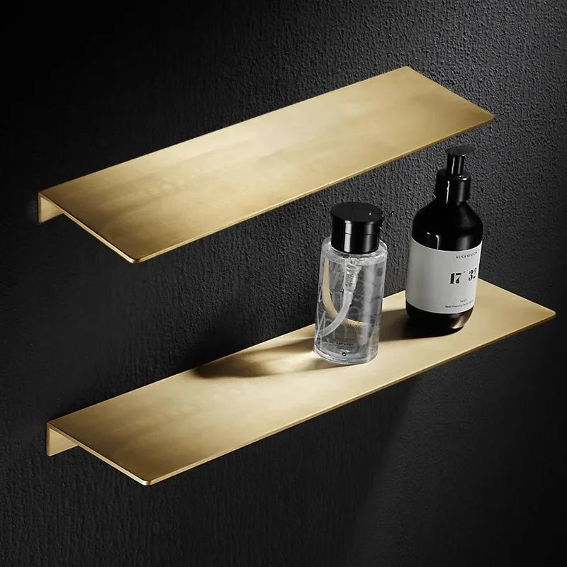 Étagère de Salle de Bain d'Angle Dorée Brossée 20 à 50 cm