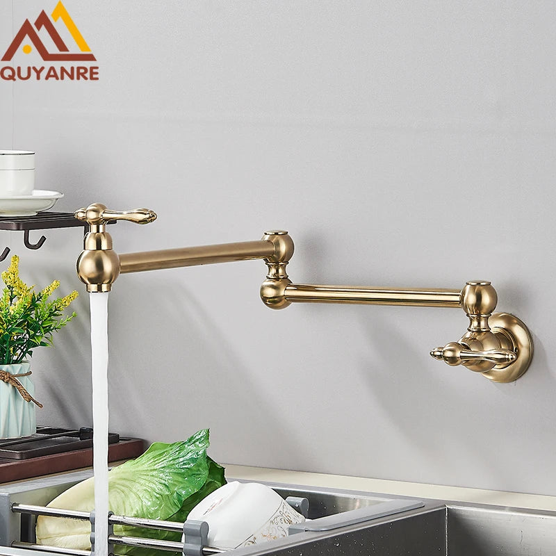 Robinet de Cuisine Mural Pliable Eau Froide Bec Rotatif