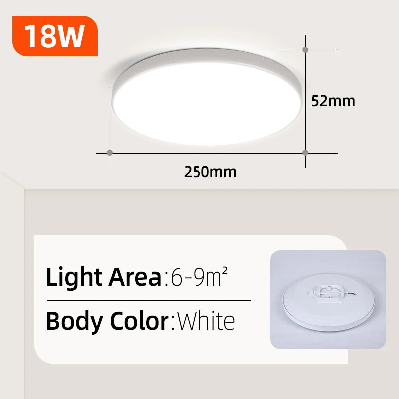 Plafonnier LED Salle de Bain Bois, Puissance et Teinte au Choix