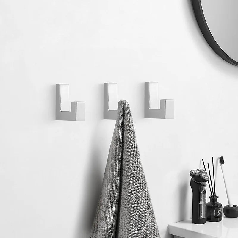 Patère Salle de Bain Chromée Murale Design, Unité ou Lot de 5