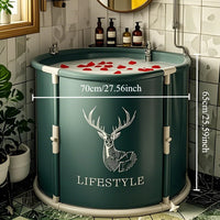 Baignoire Pliable Adulte Ronde 70 x 65 cm, Motif Cerf ou Licorne