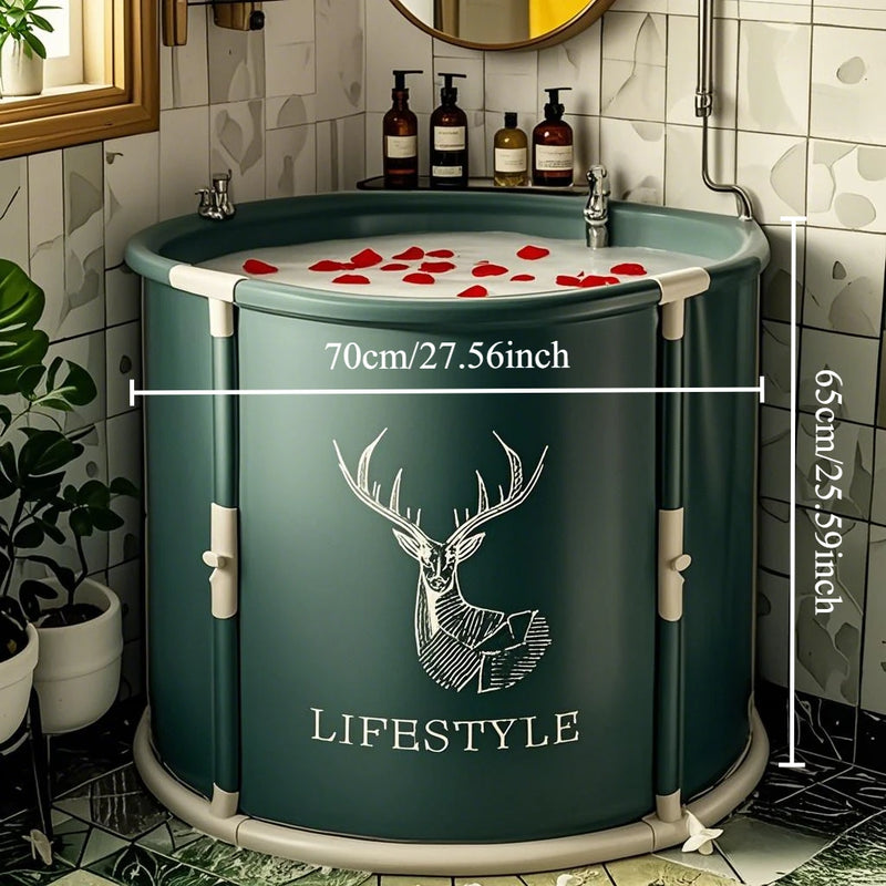 Baignoire Pliable Adulte Ronde 70 x 65 cm, Motif Cerf ou Licorne