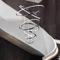 Suspension Cuisine LED à 5, 6 ou 7 Anneaux, Double Hauteur et Escalier
