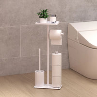 Porte-Papier Toilette sur Pied avec Réserve de Rouleaux, Noir ou Blanc