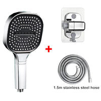Pommeau de Douche Carré 13 cm, 3 Modes, Noir, Gris ou Argenté
