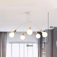 Plafonnier Cuisine Branches 3 ou 5 Lampes E27, Noir, Blanc ou Doré