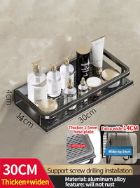Étagère Murale Salle de Bain Aluminium Noir ou Gris 30-50 cm